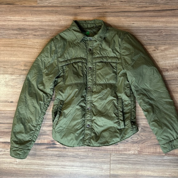 United Colors of Benetton Lightweight Packable puffer Coat Jacket Green Small - Picture 1 of 9